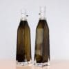 Pair of Orrefors Olive Green Lamps