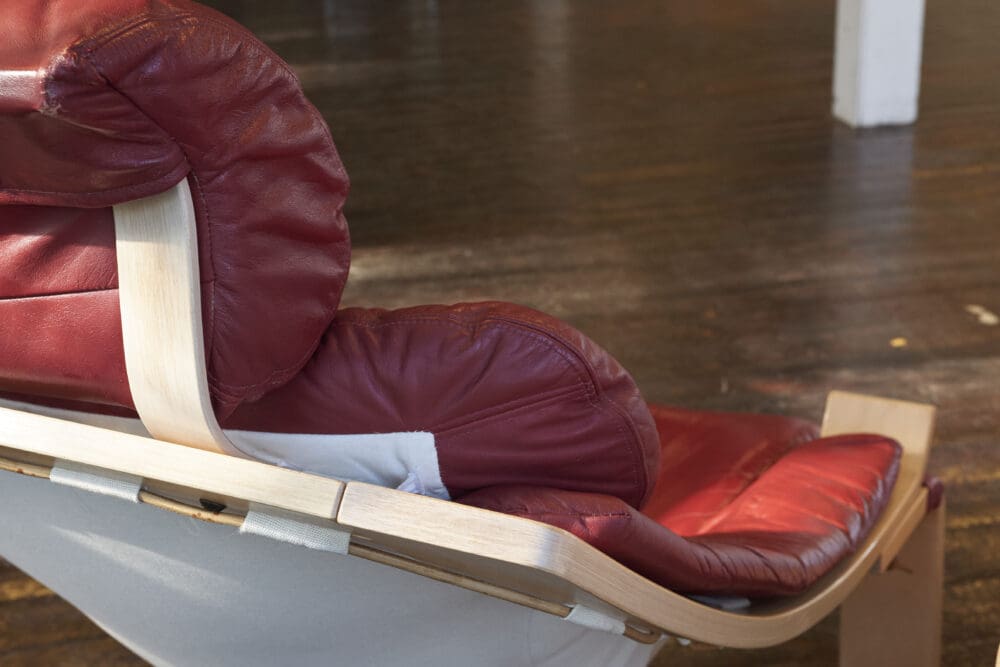 A pair of Swedish Kroken Leather Lounge Chairs and Stools - Image 10