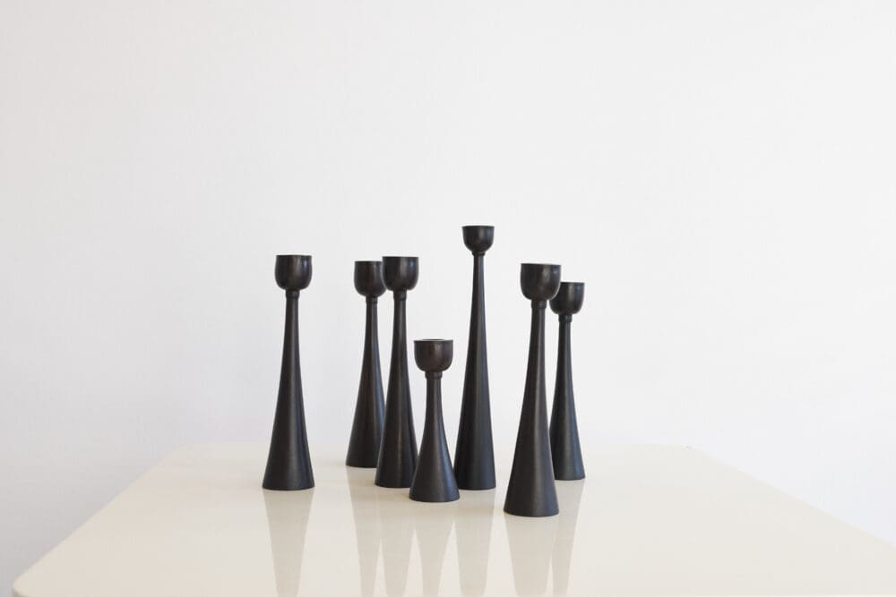 Set of 7 vintage scandinavian candlesticks - Image 3