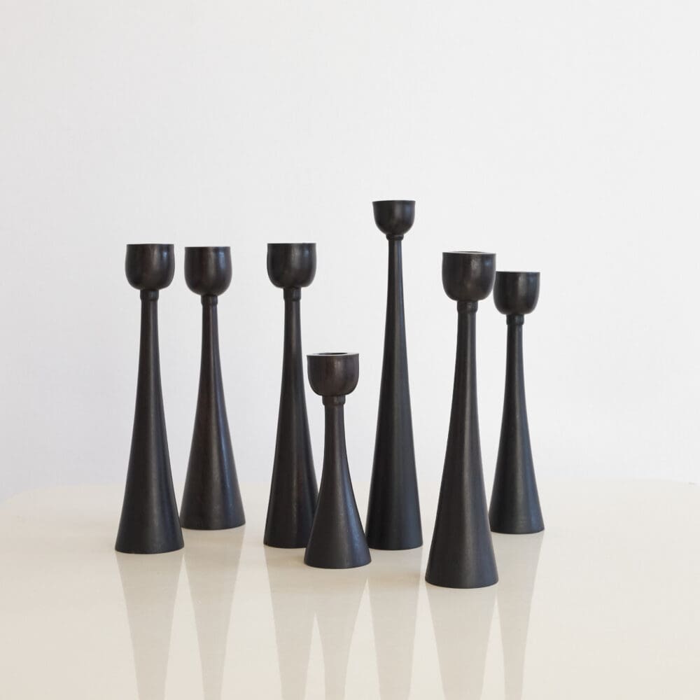 Set of 7 vintage scandinavian candlesticks