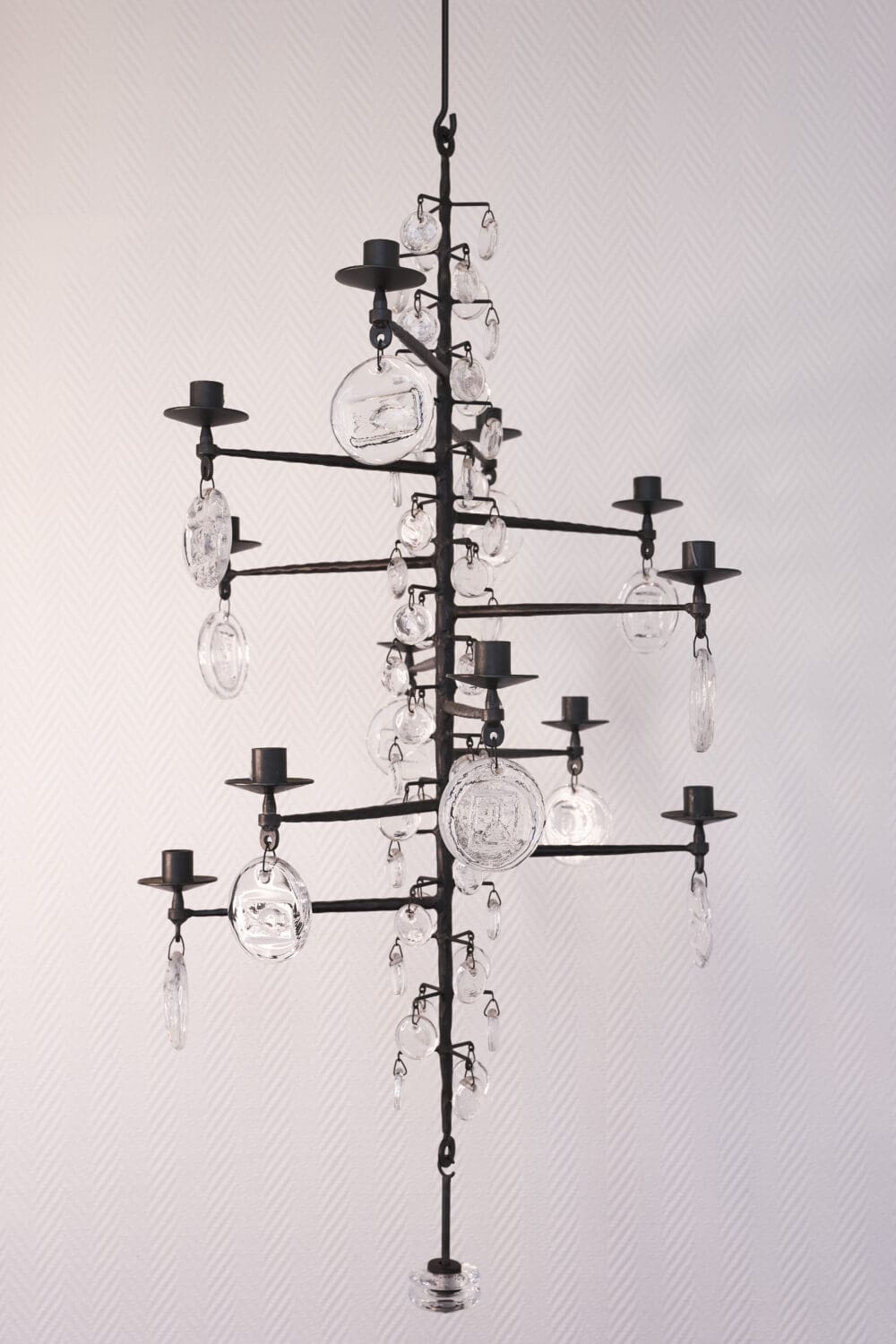 Large Vintage Erik Hoglund 12 arms chandelier - Image 9