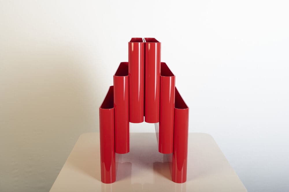 Red Magazine Rack by Giotto Stoppino for Kartell, 1970s - Image 11