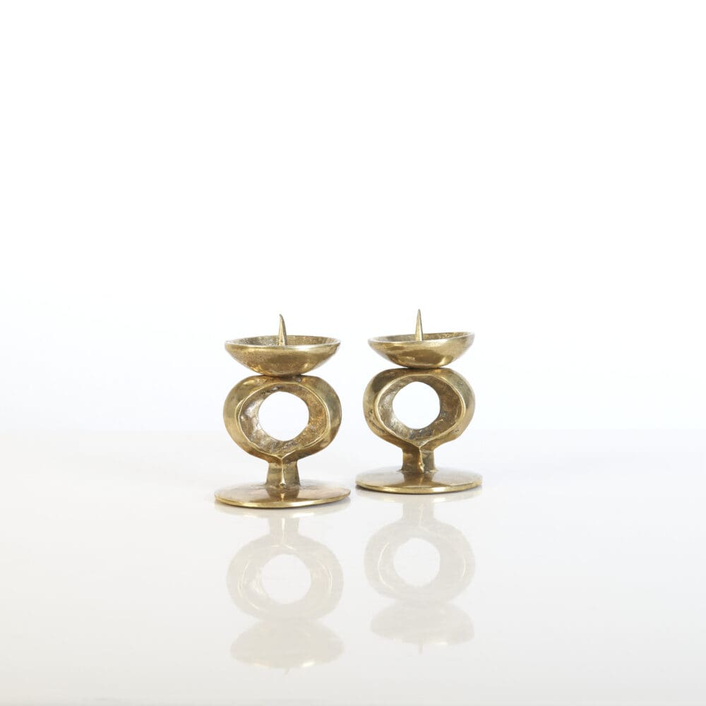 Pair of Brutalist brass candlesticks - Image 5