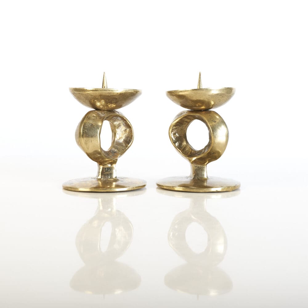 Pair of Brutalist brass candlesticks - Image 3