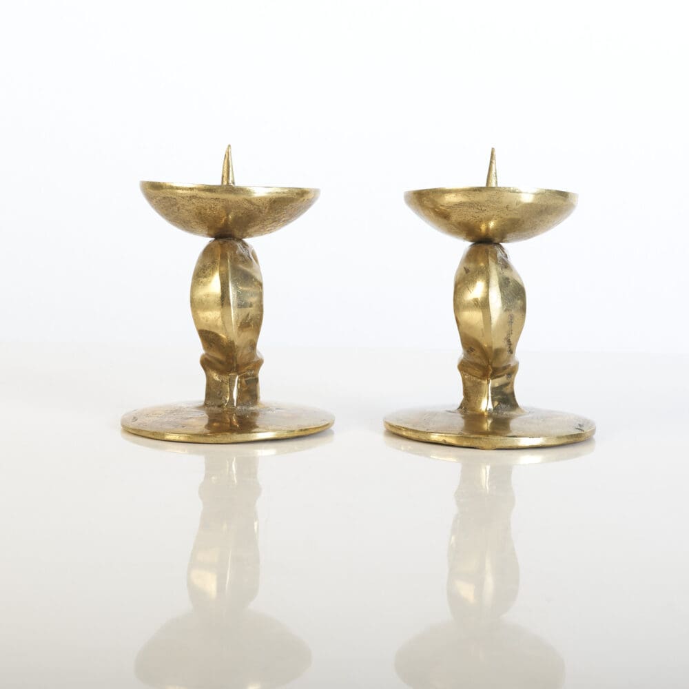 Pair of Brutalist brass candlesticks - Image 2