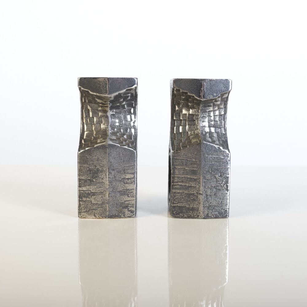 Pair of Olav Joa Brutalist Cast Steel candlesticks - Image 5