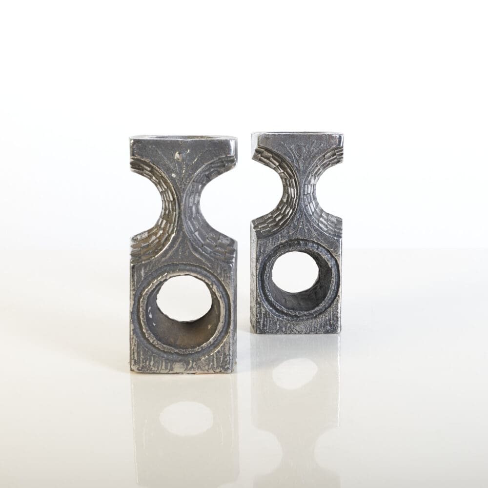 Pair of Olav Joa Brutalist Cast Steel candlesticks - Image 6