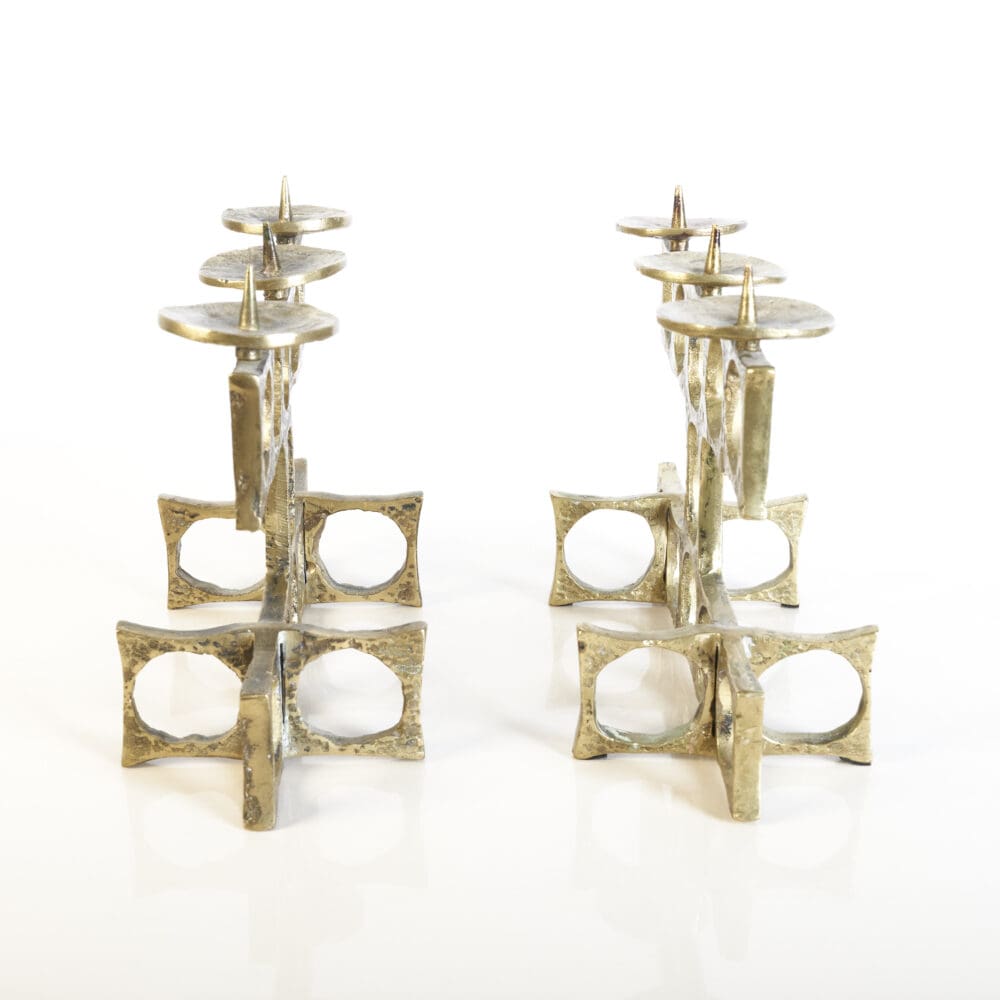 Pair of Brutalist Bronze Candelabras by Heinz Goll - Image 4