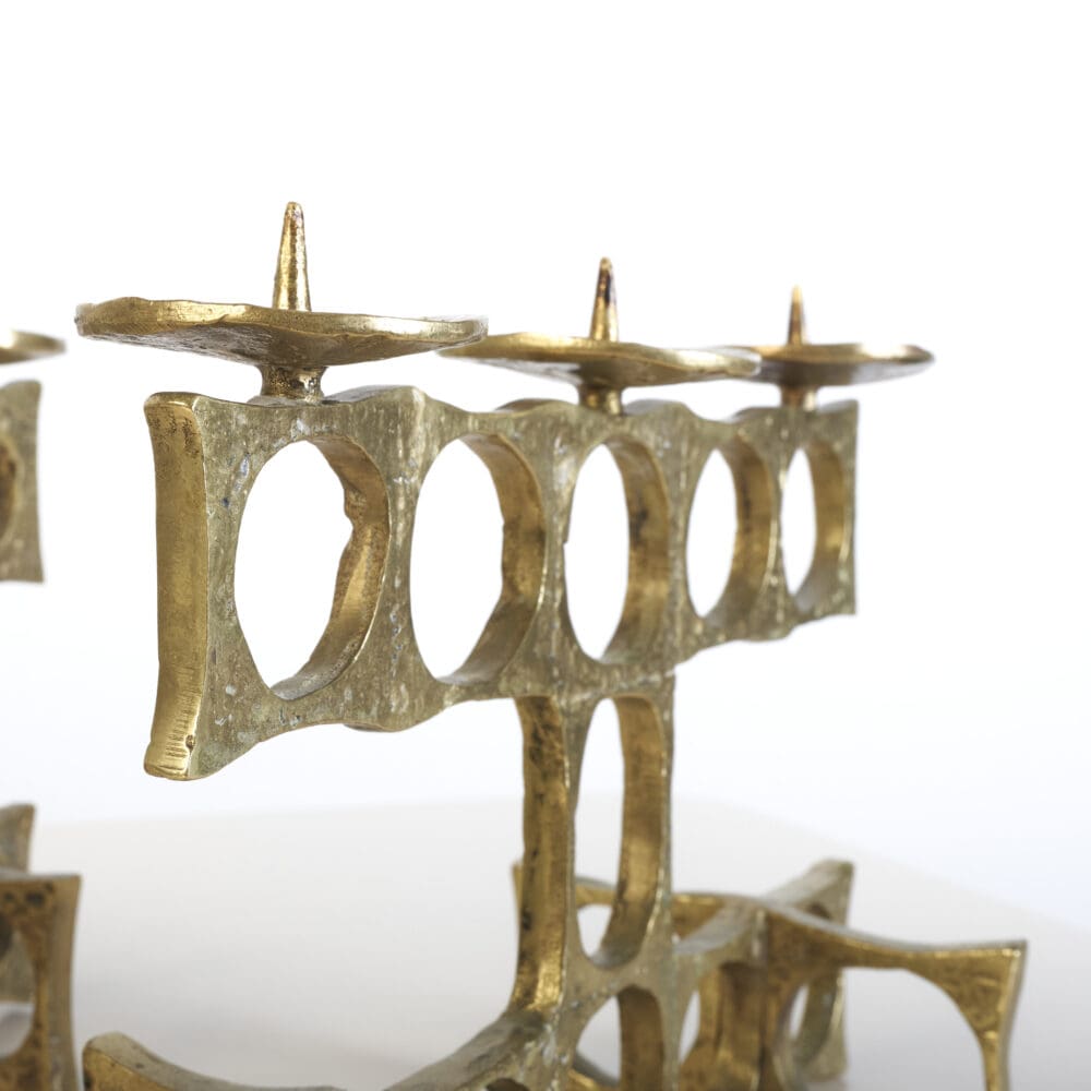 Pair of Brutalist Bronze Candelabras by Heinz Goll - Image 8