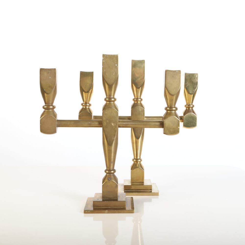 Pair of Lars Bergsten  brass Candelabras, Gusum - Image 2