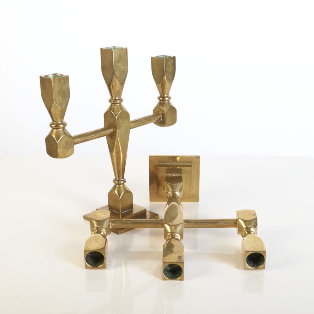 Pair of Lars Bergsten  brass Candelabras, Gusum - Image 4