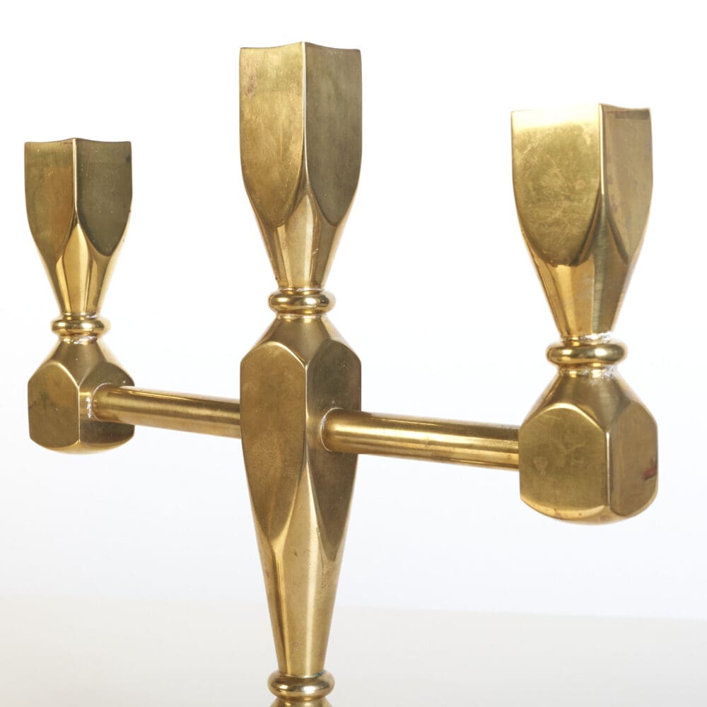 Pair of Lars Bergsten  brass Candelabras, Gusum - Image 6