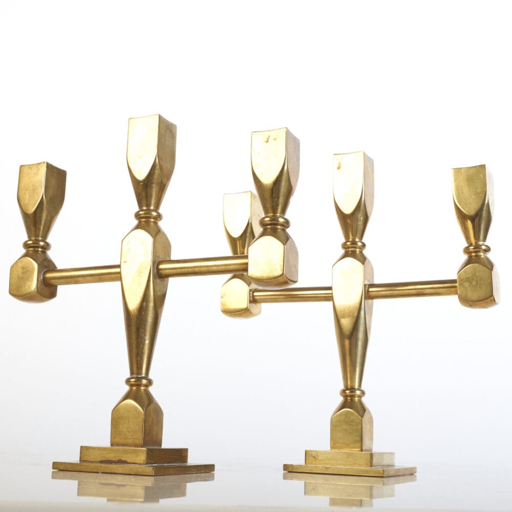 Pair of Lars Bergsten  brass Candelabras, Gusum - Image 8