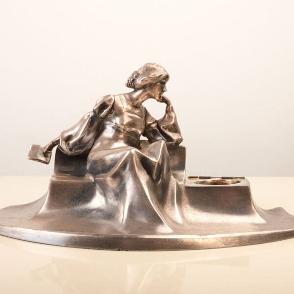 ART NOUVEAU KAYSER SILVER PLATED INKWELL