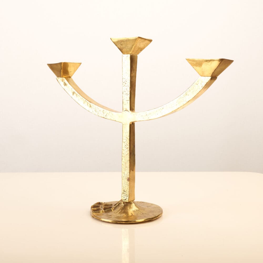 Brass brutalist candle holder and bowl - Image 8