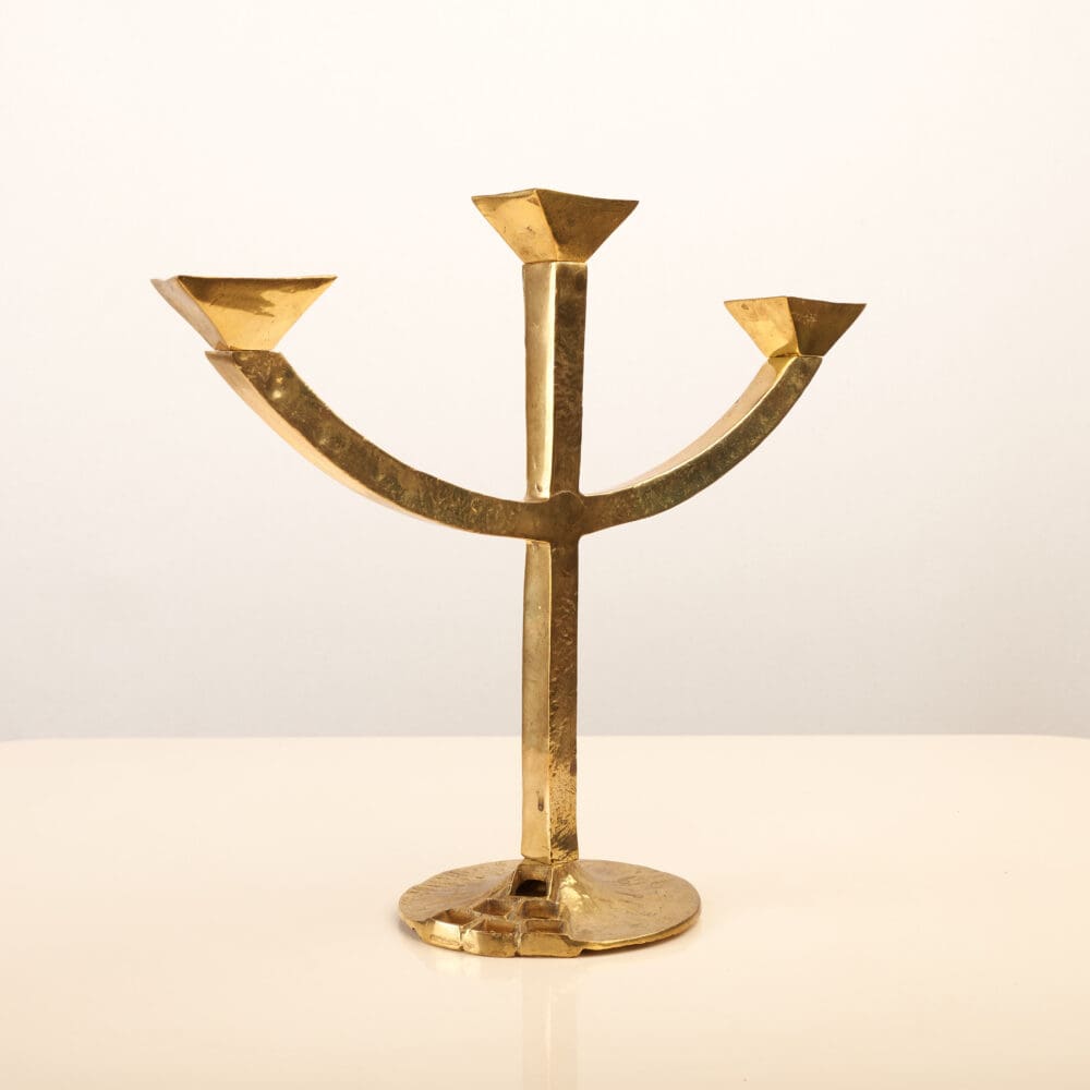 Brass brutalist candle holder and bowl - Image 7