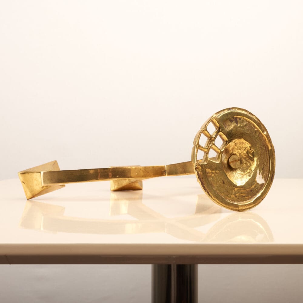 Brass brutalist candle holder and bowl - Image 5