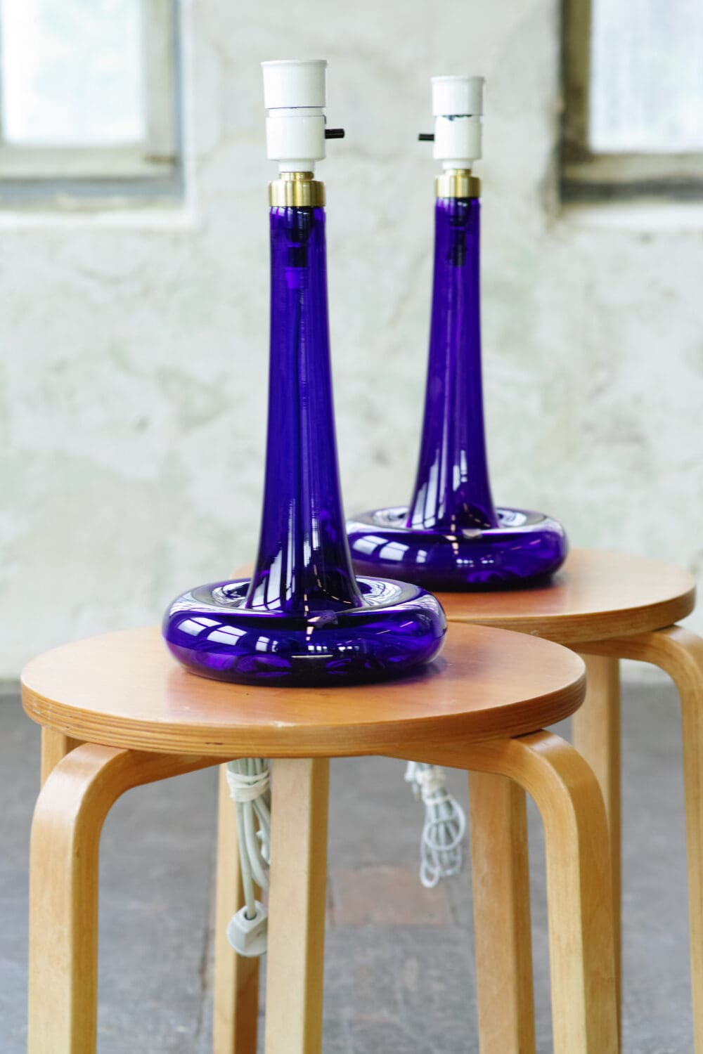 Pair of cobalt blue Holmegaard glass lamps - Image 2