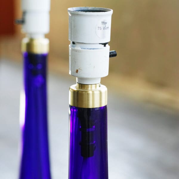 Pair of cobalt blue Holmegaard glass lamps