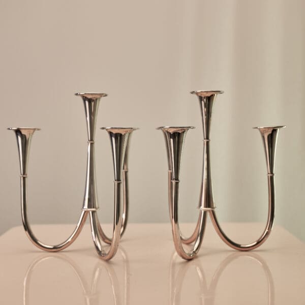 A pair of Candelabras by Wilhelm Wagenfeld for WMF, 1952