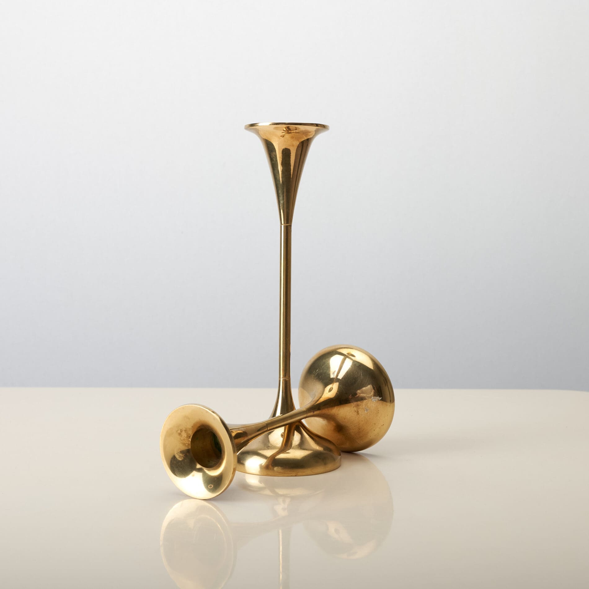 Danish Brass Candle Holder pair - Image 4