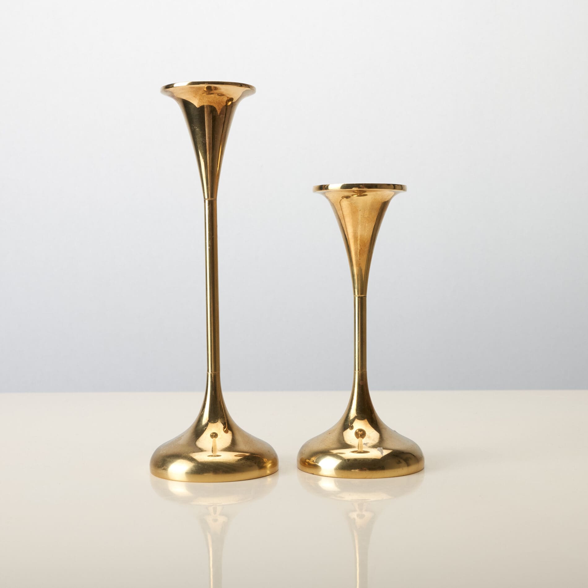 Danish Brass Candle Holder pair - Image 2