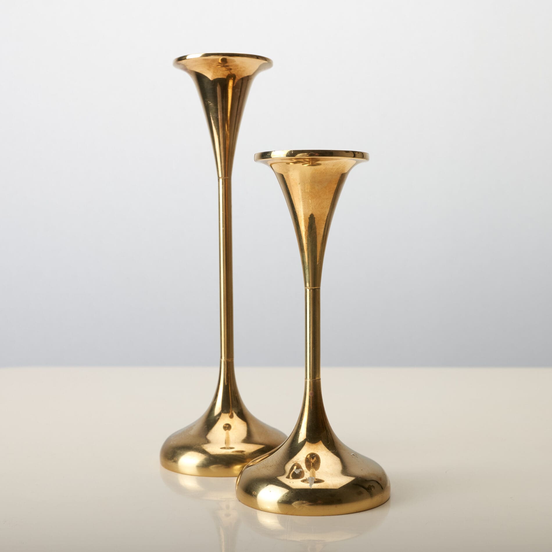 Danish Brass Candle Holder pair