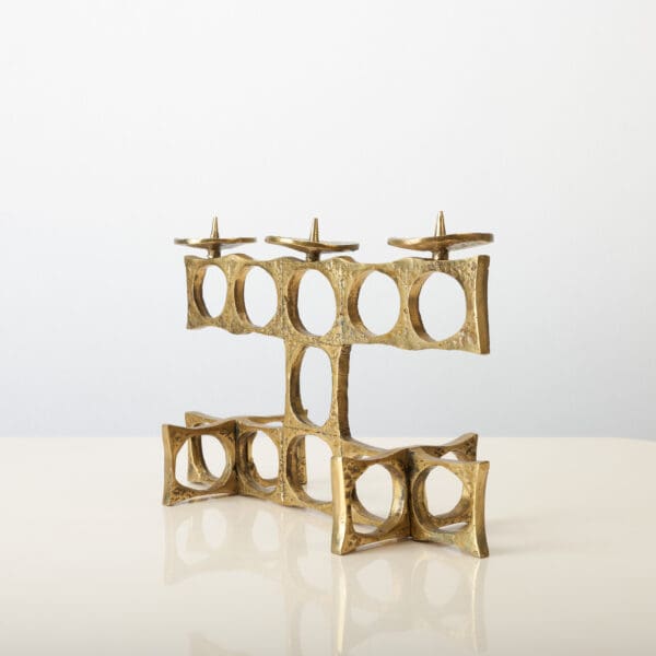 Brutalist Bronze Candelabra by Heinz Gol