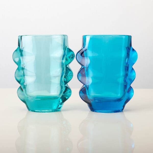 Two blue Rosice 1272 vases