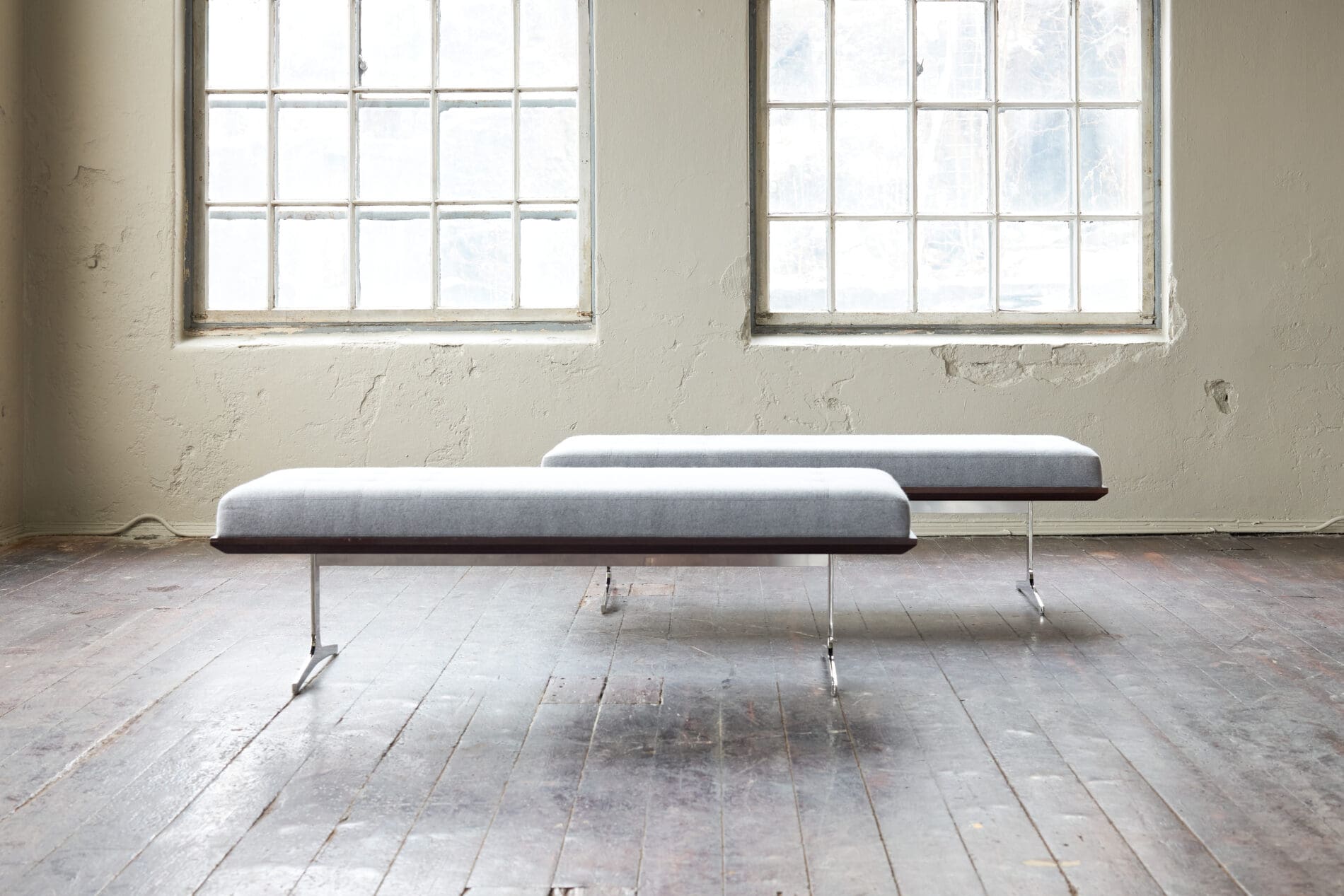 Bernhardt NYC Bench with Custom Chrome Legs - Image 2