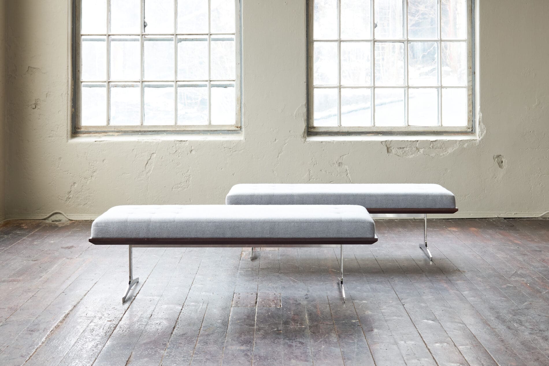 Bernhardt NYC Bench with Custom Chrome Legs - Image 3