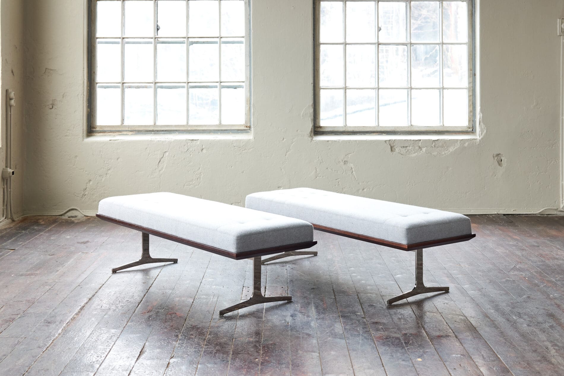 Bernhardt NYC Bench with Custom Chrome Legs