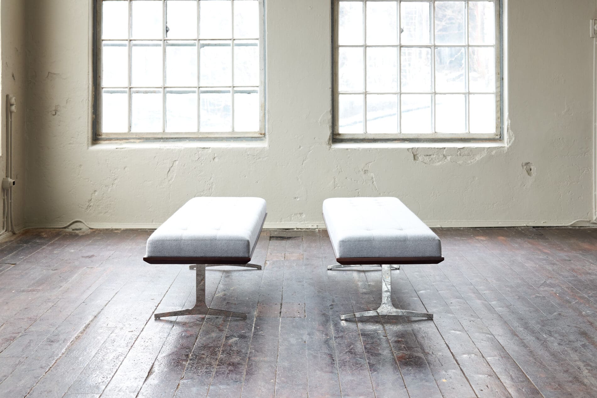 Bernhardt NYC Bench with Custom Chrome Legs - Image 4