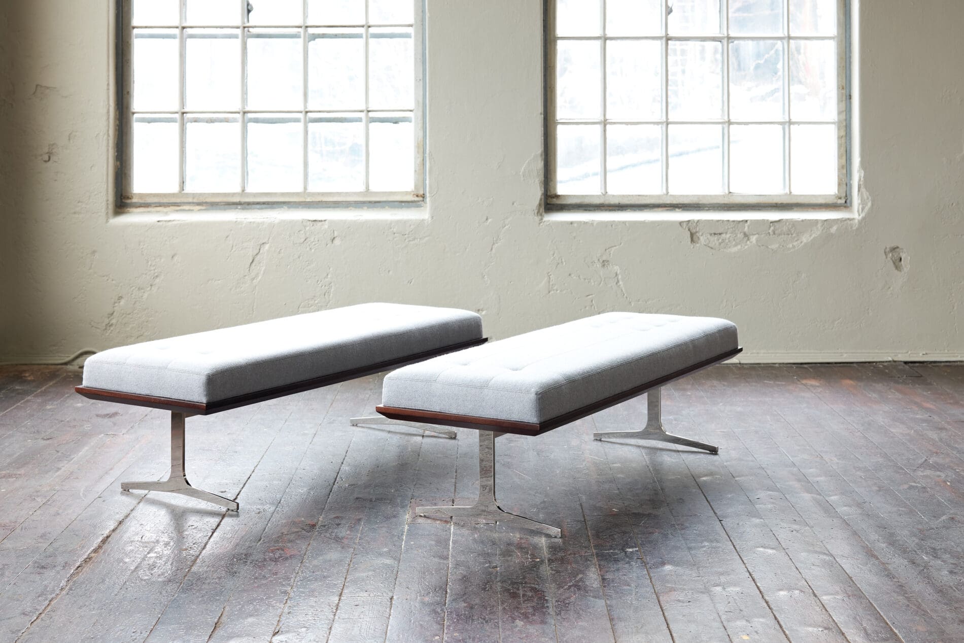 Bernhardt NYC Bench with Custom Chrome Legs - Image 5