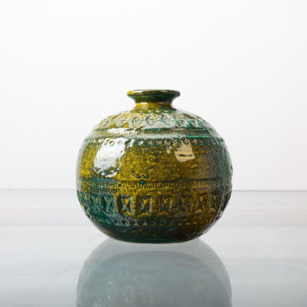 Aldo Londi Ceramic green and yellow Vase for Bitossi