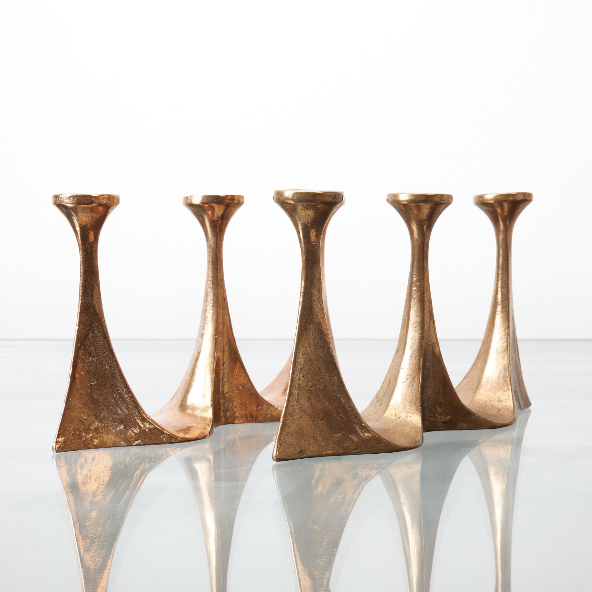 Pair of Brutalist bronze Candlesticks by Michael Harjes - Image 3