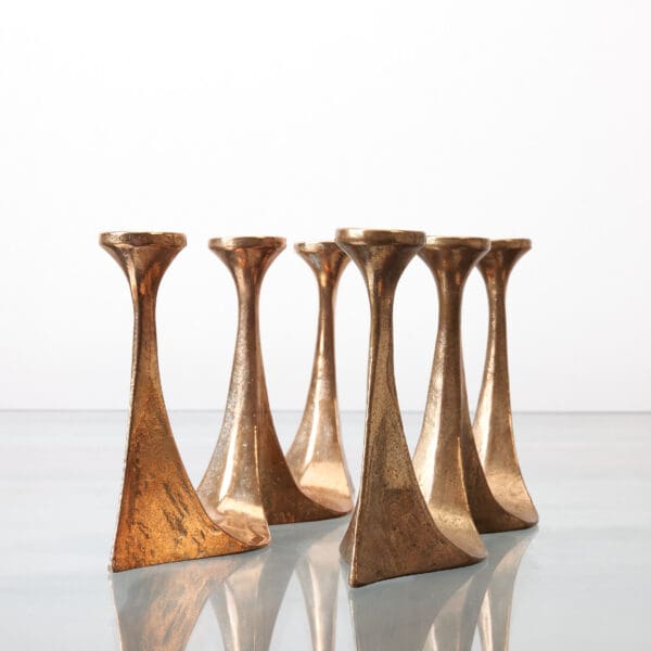 Pair of Brutalist bronze Candlesticks by Michael Harjes