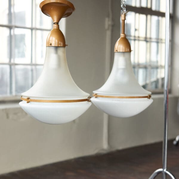 Pair of large LUZETTE ceiling lights by Peter Behrens