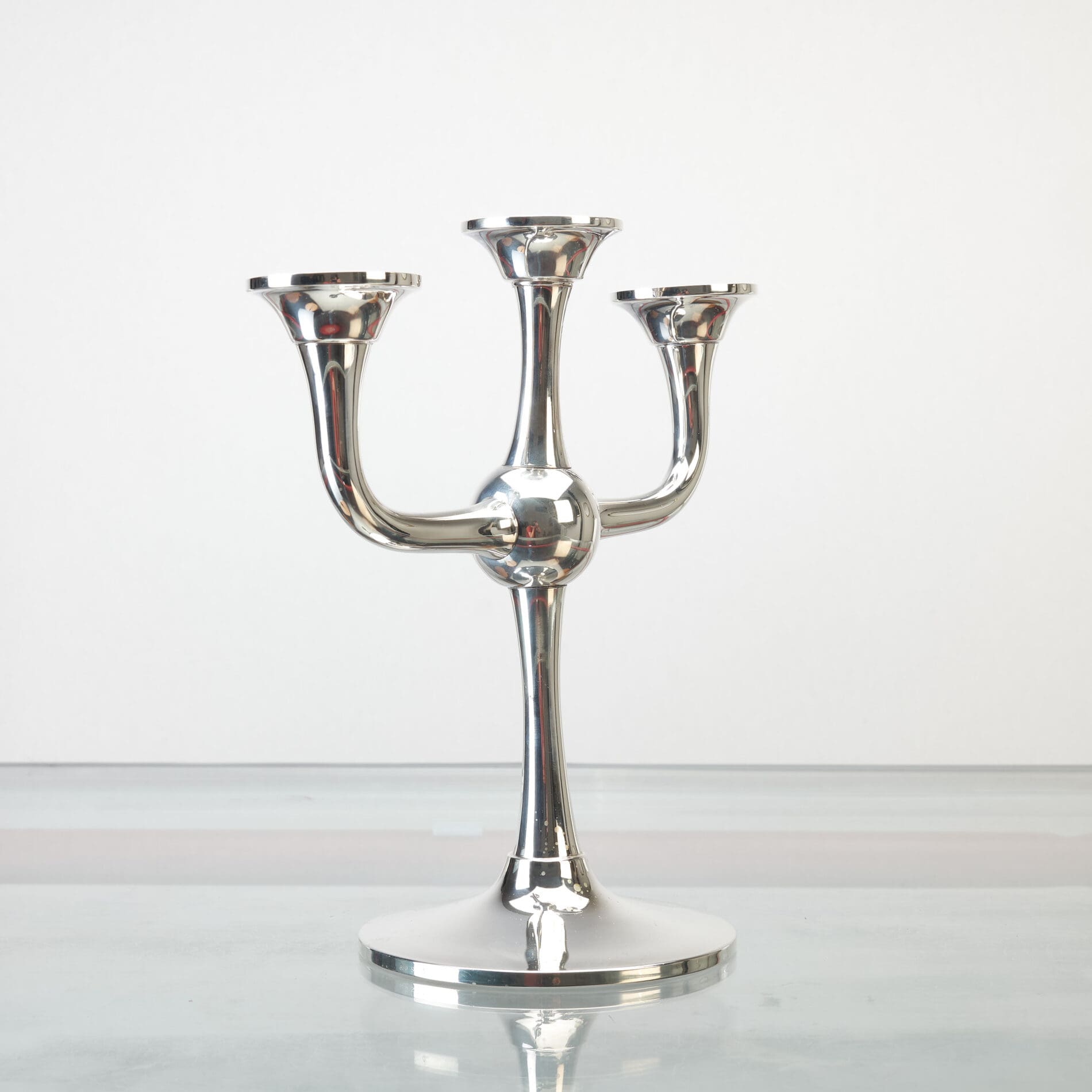 Three armed silver candlestick Karl Otteren - Image 3
